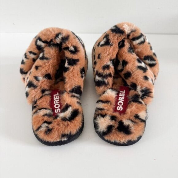 SOREL • Mail Run Leopard Faux-Fur Slippers - Picture 9 of 13